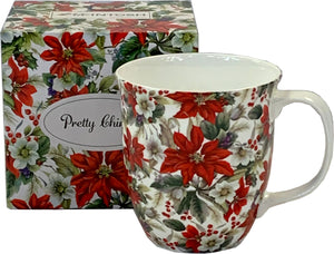 Pretty Chintzy Poinsettia Java Mug