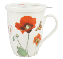 Load image into Gallery viewer, Poppies Tea Mug with Infuser &amp; Lid

