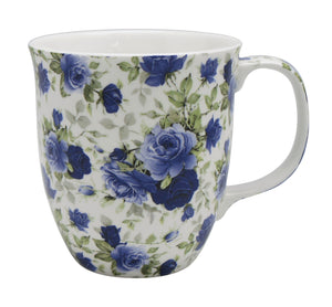 Pretty Chintzy Dark Blue Roses Java Mug
