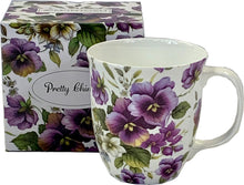 Load image into Gallery viewer, Pretty Chintzy Purple Pansies Java Mug
