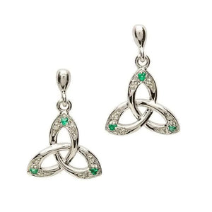 Celtic Trinity Knot Earring Set with Emerald and Diamond