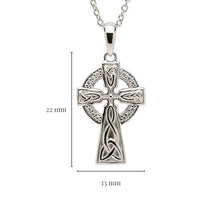 Load image into Gallery viewer, Stone Set Trinity Knot Sterling Silver Celtic Cross Necklace
