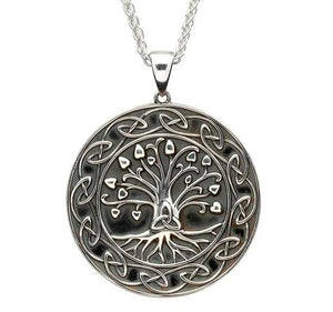 Silver Tree Of Life Trinity Medallion Necklace (Large Size)