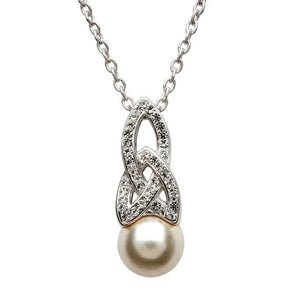 Celtic Pearl Necklace Adorned By Crystals