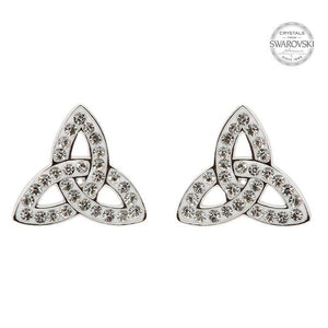 Trinity Knot Stud Earrings Adorned with Crystals