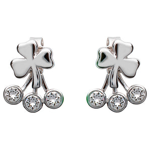 Silver Shamrock Earrings Adorned With Swarovski Crystal