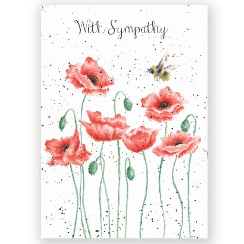 Wrendale Poppies & Bees With Sympathy Card