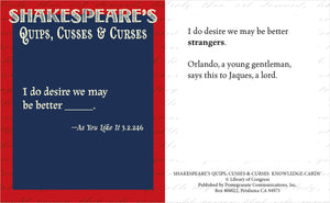 Shakespeare's Quips, Cusses & Curses Knowledge Cards