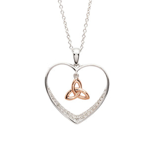 Shanore Rose Gold Plate Trinity Heart Pendant