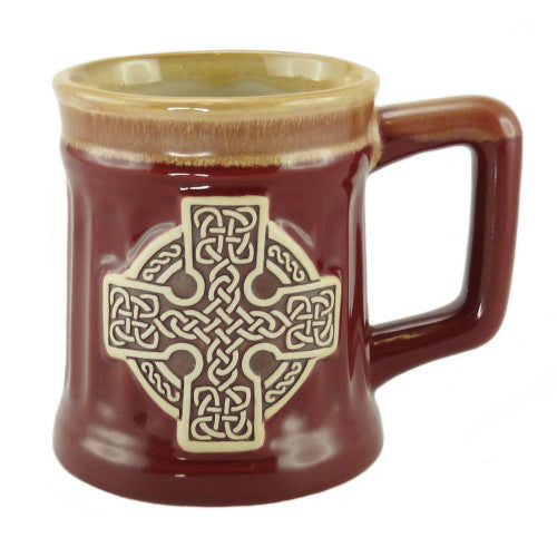 Celtic Cross Stoneware Mug - Red
