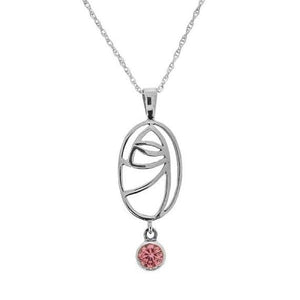 Mackintosh Glasgow Rose Silver Pendant with Pink colour stone