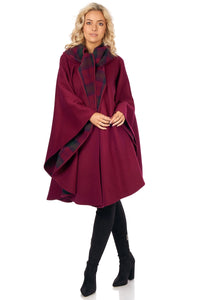 Knee Length Cape in Double-Face Cloth with Convertible Hood
