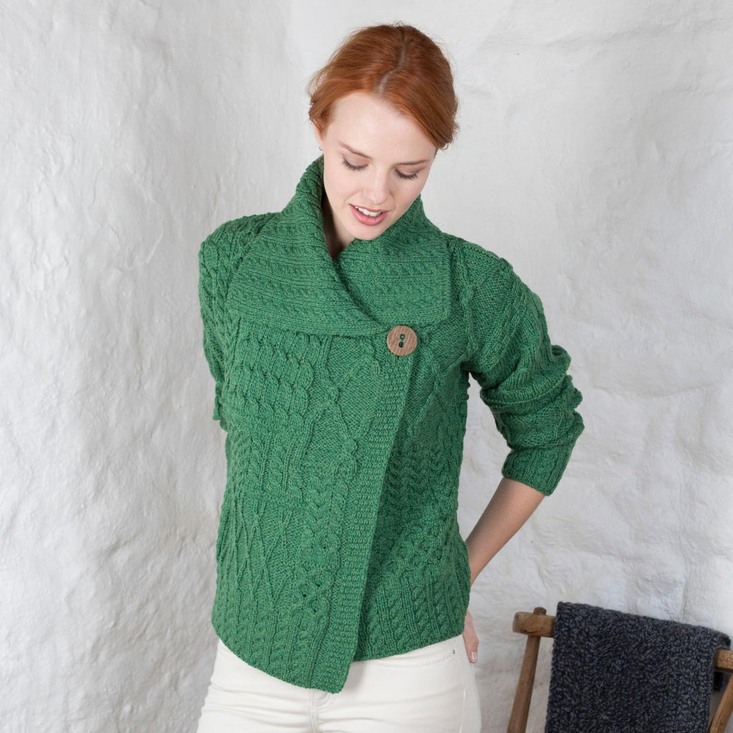 Merino Wool Patchwork One Button Sweater