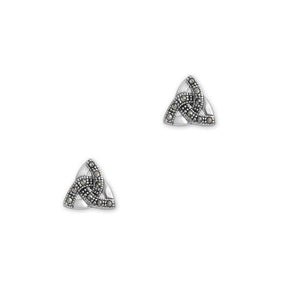 Celtic Trinity Knot Silver Stud Earrings with Marcasite